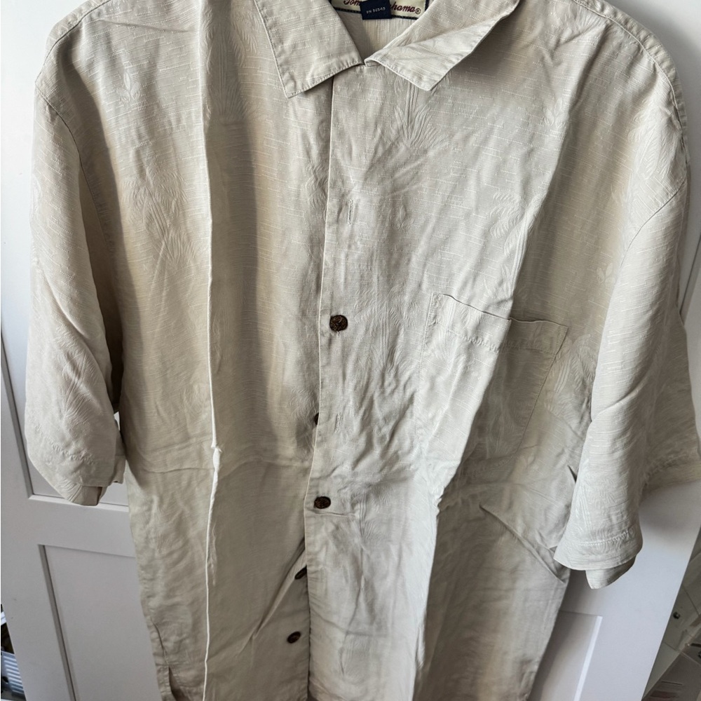Tommy Bahama Light Beige Button-Front Shirt Jacket